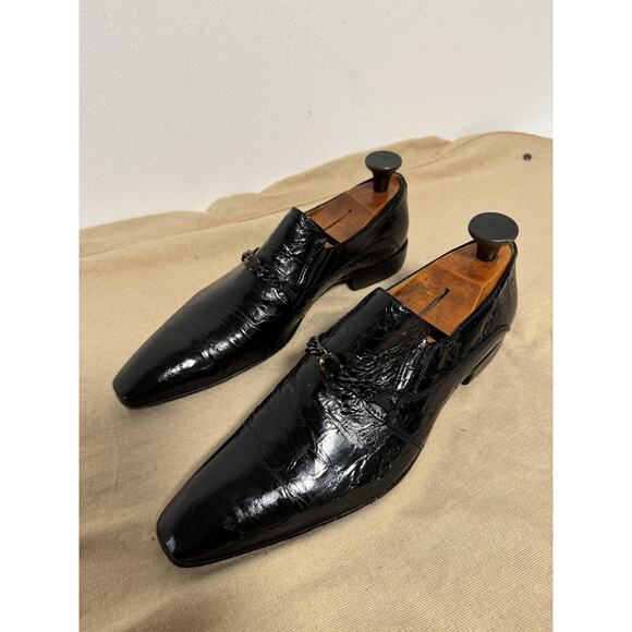 Stefano Castelli Shoes Mens Size 42 Black Loafers Slip On Chain Bit Made Italy main image 11